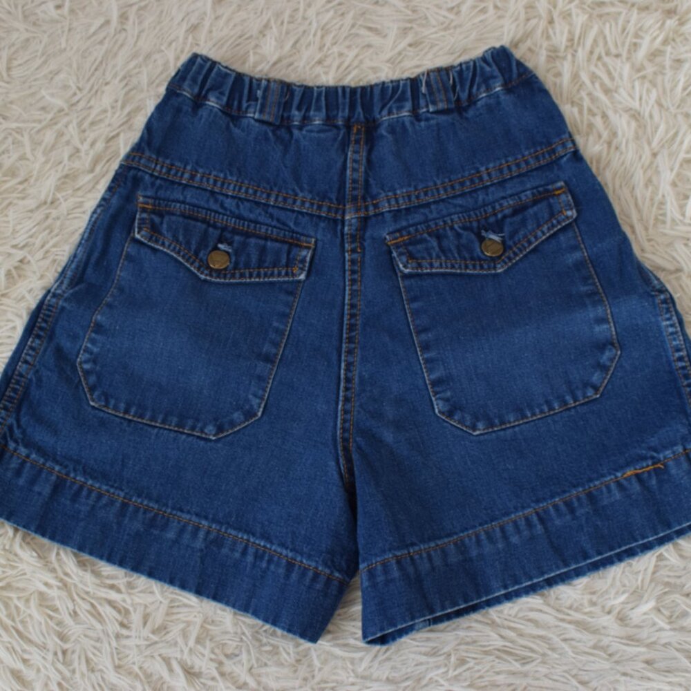 Vintage 1980s Blue‎ High-Waisted Cotton Shorts by Liz Claiborne | 22-24 waist - Picture 5 of 13